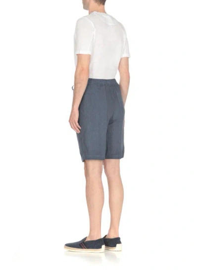 Shop 120% Lino Linen Bermuda Shorts In Blue