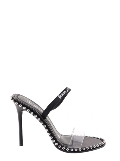 Shop Alexander Wang Leather Sandals With Metal Details In Black