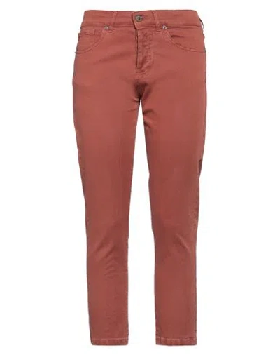 Souvenir Woman Jeans Brick Size Xs Cotton, Elastane In Red