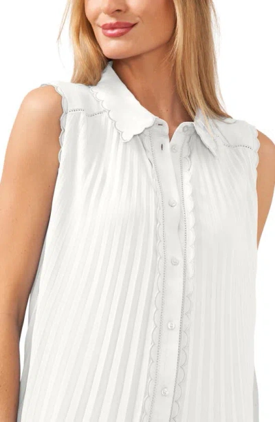 Cece Scalloped Pleated Shirtdress In New Ivory