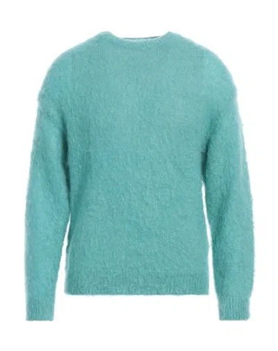 Shop Auralee Man Sweater Turquoise Size 2 Mohair Wool, Wool In Blue