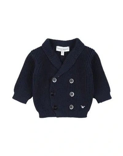 Shop Emporio Armani Newborn Boy Cardigan Midnight Blue Size 3 Cotton