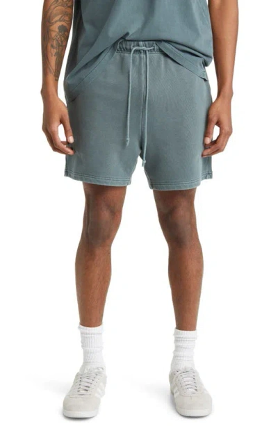 Shop Elwood Core Organic Cotton Brushed Terry Sweat Shorts In Vintage Cobalt