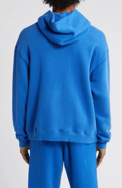 Shop Elwood Core Oversize Organic Cotton Brushed Terry Hoodie In Vintage Cobalt