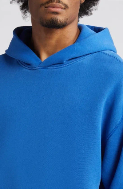Shop Elwood Core Oversize Organic Cotton Brushed Terry Hoodie In Vintage Cobalt