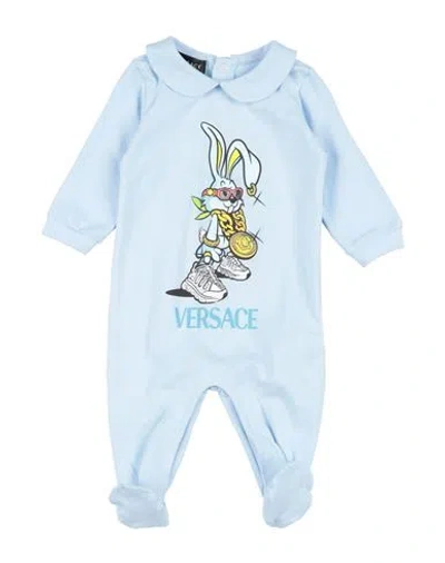 Shop Versace Young Newborn Boy Baby Jumpsuits & Overalls Light Blue Size 0 Cotton, Elastane