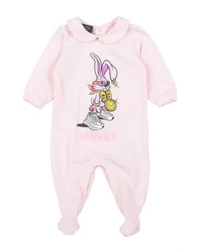 Shop Versace Young Newborn Girl Baby Jumpsuits & Overalls Light Pink Size 0 Cotton, Elastane