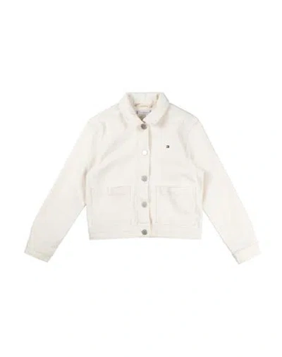 Shop Tommy Hilfiger Toddler Girl Denim Outerwear Ivory Size 6 Cotton, Elastane In White