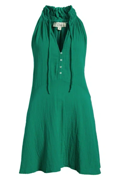 Shop Elan Button Front Cotton Cover-up Minidress In Green Bright