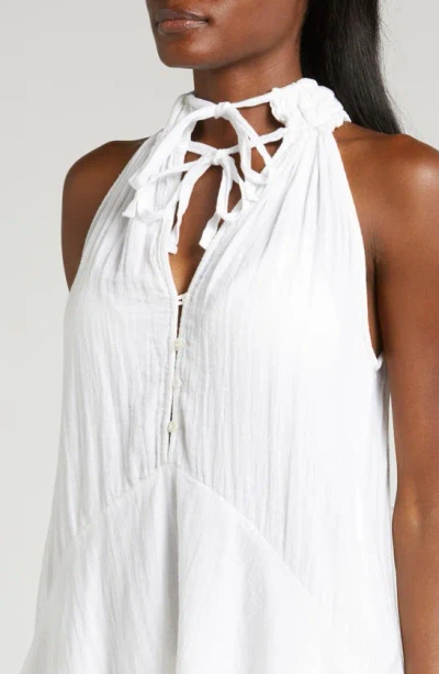 Elan Button Front Cotton Cover-up Minidress In White