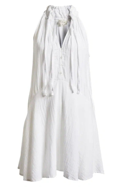 Elan Button Front Cotton Cover-up Minidress In White
