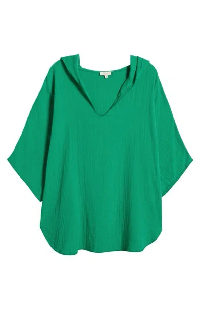 Shop Elan Hooded Cotton Cover-up Tunic In Green Bright