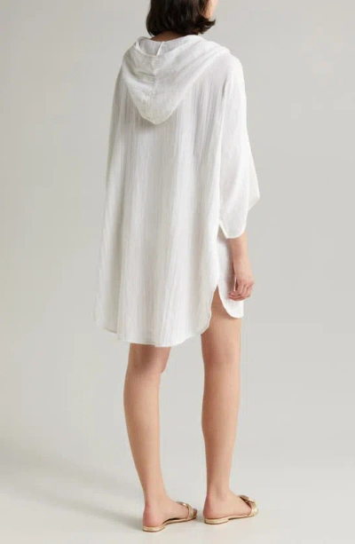 Shop Elan Hooded Cotton Cover-up Tunic In White