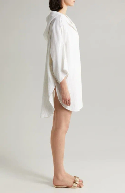 Shop Elan Hooded Cotton Cover-up Tunic In White
