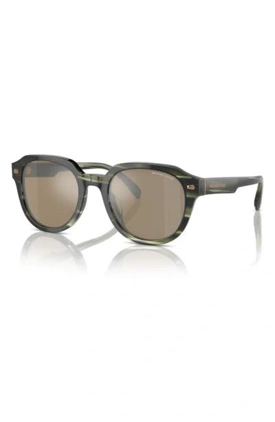 Shop Michael Kors Eger 52mm Round Sunglasses In Olive