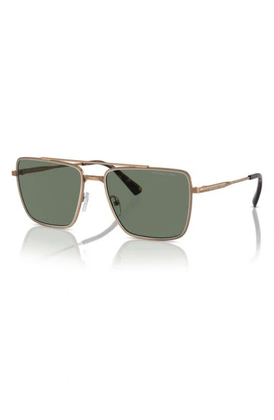 Shop Michael Kors Blue Ridge 58mm Square Sunglasses In Gold