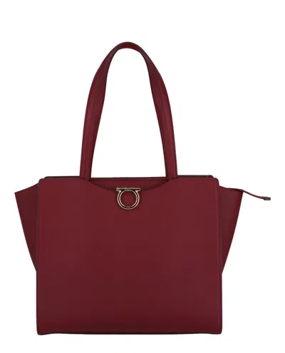 Shop Ferragamo Gemini Leather Shoulder Bag In Red