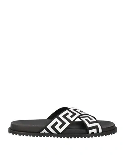 Shop Versace Man Sandals Black Size 7 Textile Fibers