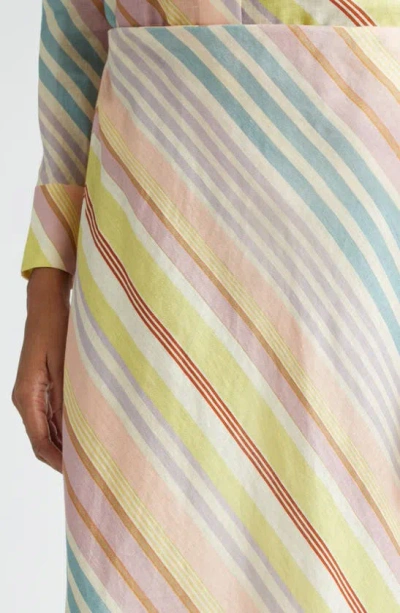 Shop Zimmermann Halliday Bias Stripe Linen Maxi Skirt In Multi Stripe