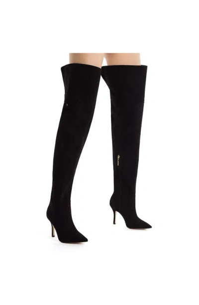 Shop Larroude Kate Pointed Toe Over The Knee Boot In Black