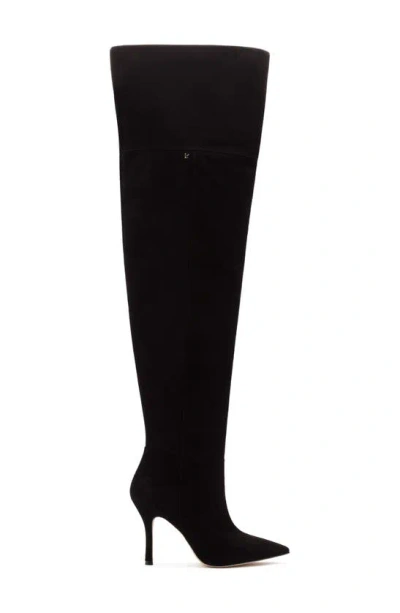 Shop Larroude Kate Pointed Toe Over The Knee Boot In Black
