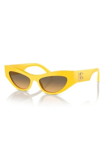Shop Dolce & Gabbana 52mm Gradient Cat Eye Sunglasses In Yellow