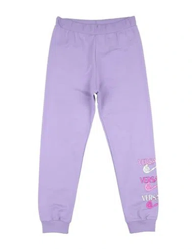 Shop Versace Young Toddler Girl Pants Lilac Size 5 Cotton, Elastane In Purple