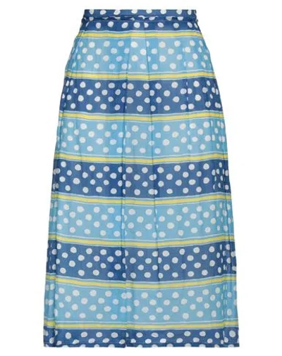 Shop Marni Woman Midi Skirt Azure Size 4 Ramie In Blue
