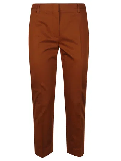Shop Max Mara Tapered Cropped Trousers In Brown