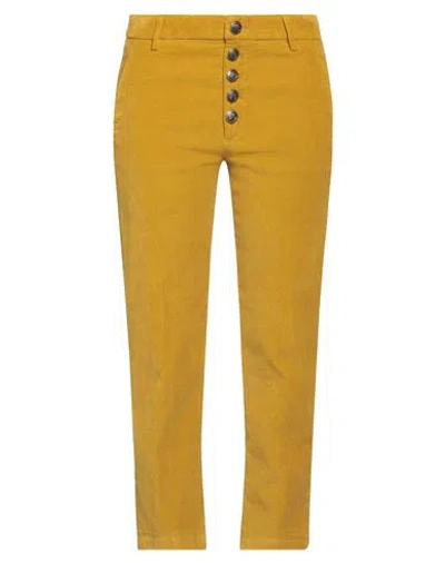 Shop Dondup Woman Pants Ocher Size 24 Cotton, Lyocell, Elastane In Yellow