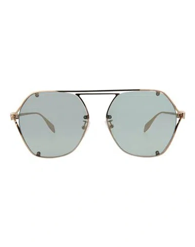 Shop Alexander Mcqueen Aviator-frame Metal Sunglasses Woman Sunglasses Gold Size 58 Metal