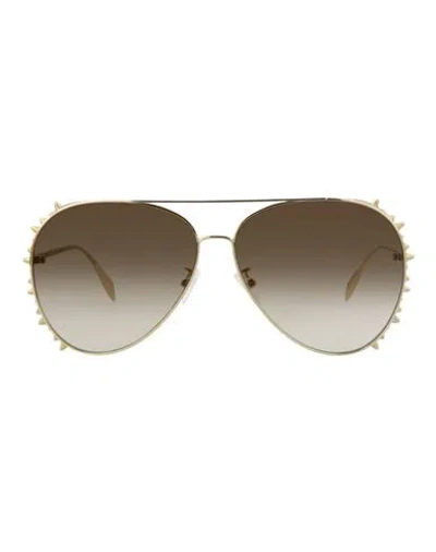 Shop Alexander Mcqueen Aviator-frame Metal Sunglasses Sunglasses Gold Size 63 Metal