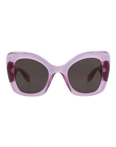 Shop Alexander Mcqueen Cat Eye-frame Bio Injection Sunglasses Woman Sunglasses Purple Size 53 Plastic Mat