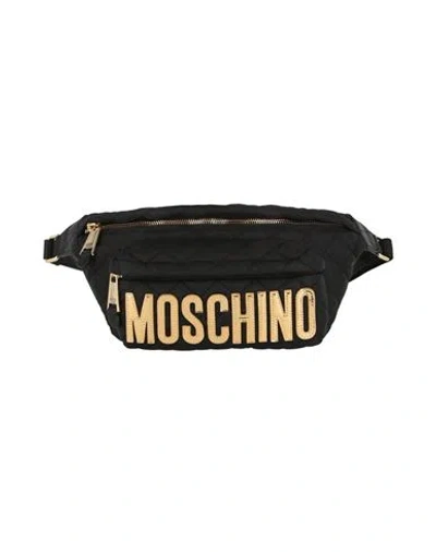 Shop Moschino Quilted Logo Belt Bag Woman Belt Bag Black Size - Polyamide, Acrylic, Leather