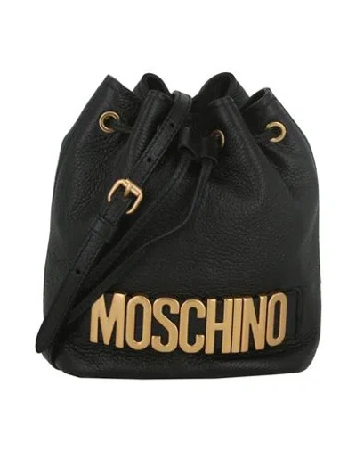 Shop Moschino Logo Bucket Bag Woman Shoulder Bag Black Size - Leather