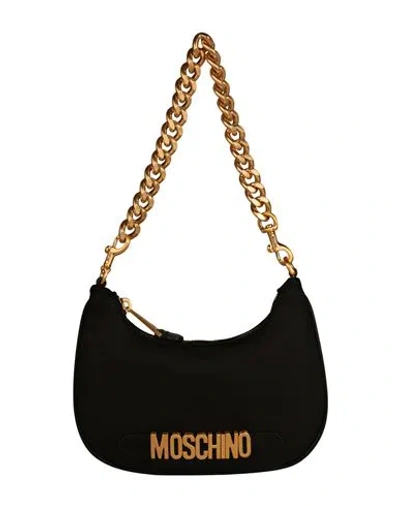 Shop Moschino Logo Plaque Nylon Shoulder Bag Woman Shoulder Bag Black Size - Nylon
