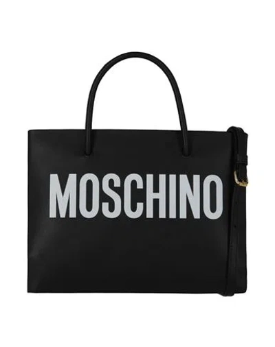 Shop Moschino Mini Logo Leather Tote Woman Handbag Black Size - Calfskin