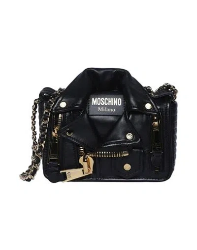 Shop Moschino M-plaque Leather Crossbody Bag Woman Cross-body Bag Black Size - Leather