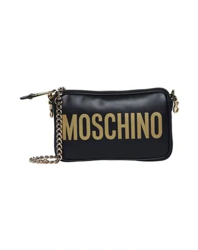 Shop Moschino Logo Leather Chain Shoulder Bag Woman Shoulder Bag Black Size - Leather