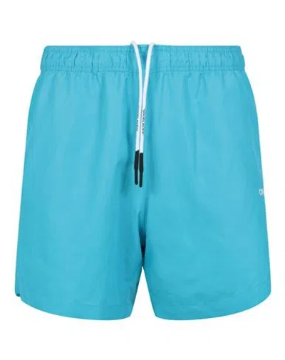 Shop Off-white Arrows Swim Shorts Man Swim Trunks Blue Size Xl Polyamide