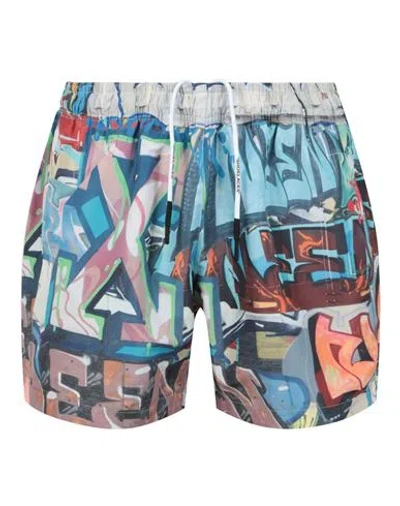 Shop Off-white Neen Graffiti Print Swim Shorts Man Swim Trunks Multicolored Size L Polyester In Fantasy