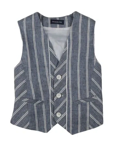 Emanuel Pris Toddler Boy Tailored Vest Slate Blue Size 7 Linen In Blue