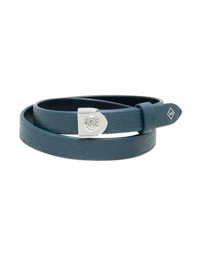 Shop Dunhill Man Bracelet Navy Blue Size - Soft Leather