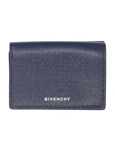 Shop Givenchy Logo Printed Trifold Wallet In Navy