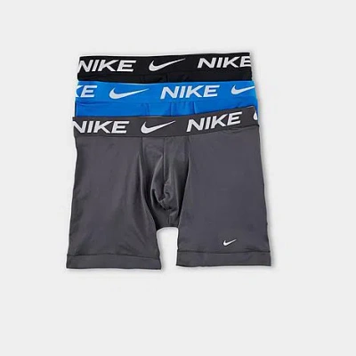 Shop Nike Men's Dri-fit Essential Micro Boxer Briefs (3-pack) In Blue/black/grey
