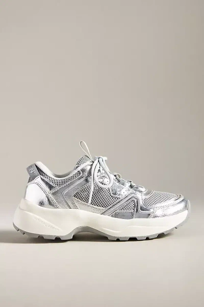 Shop Woden Sif Metallic Sneakers In Silver