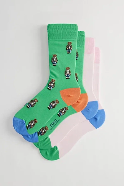Shop Polo Ralph Lauren American In Paris Bear Crew Sock 2-pack In Green, Men's At Urban Outfitters