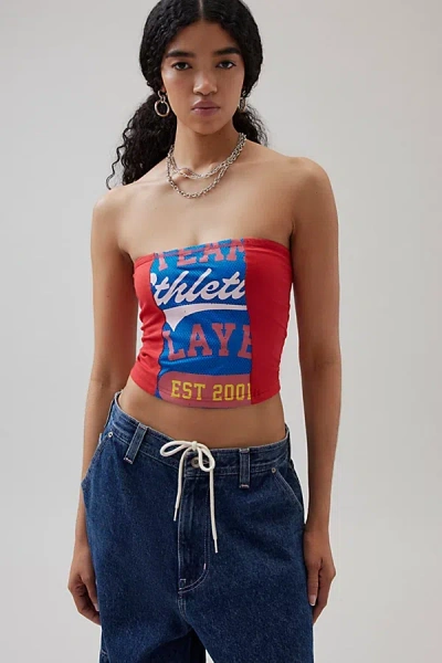 Shop Bdg Ezra Mesh Cropped Tube Top In Blue, Women's At Urban Outfitters