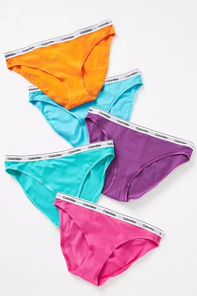 Shop Calvin Klein Signature Logo Bikini Panties, Set Of 5 In Multicolor