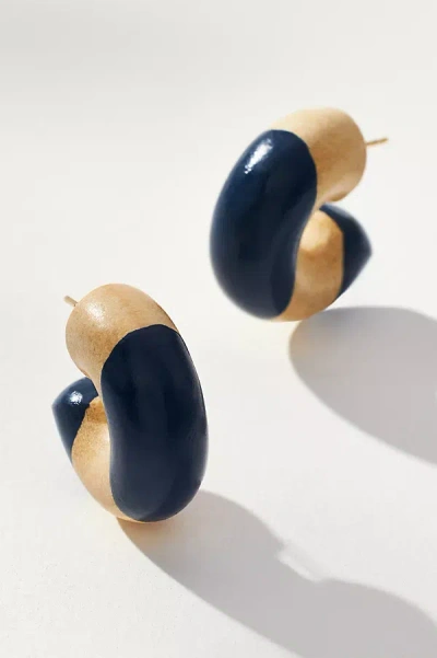Shop Binky And Lulu Stripe Hoop Earrings In Blue